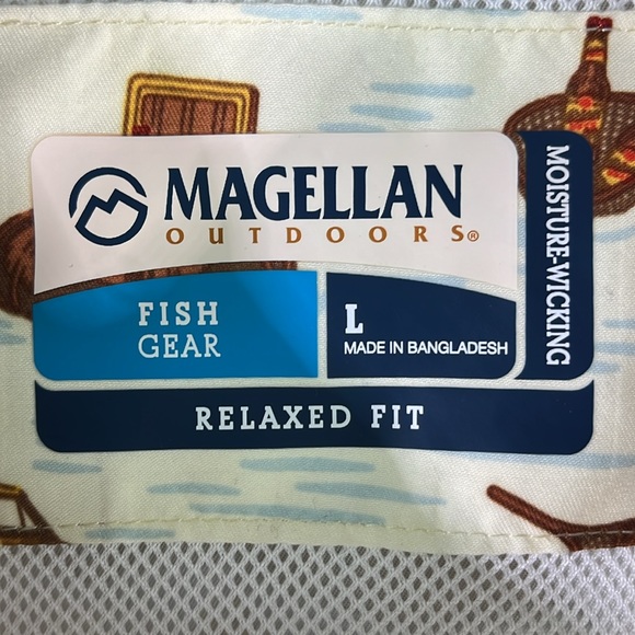 NEW Shinner Bock Edition Magellan Men's Button Down Short Sleeve Shirt. Sz. L - Picture 4 of 12